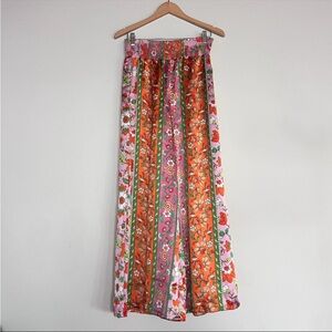 House of Harlow Wide Leg Satin-like Pants Women’s Size XS Orange Pink Vacation